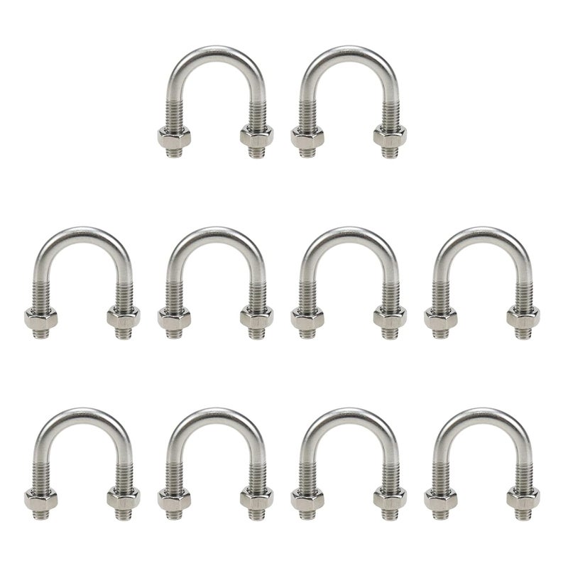 Sscon 10PCS M6x18 304 Stainless Steel U-Bolt Fasteners for 18mm Pipe Dia - Image 1